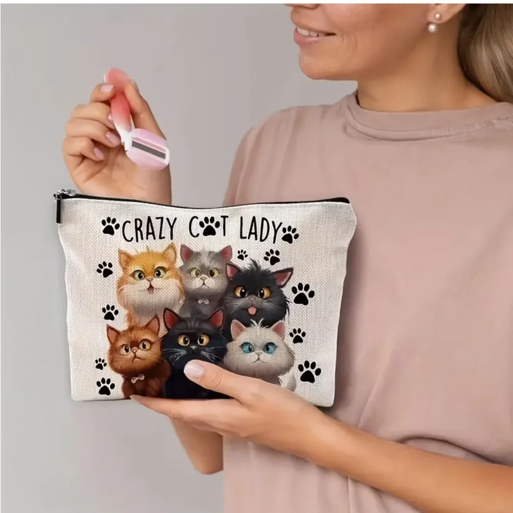 Crazy Cat Lady Cosmetic Makeup Bag
